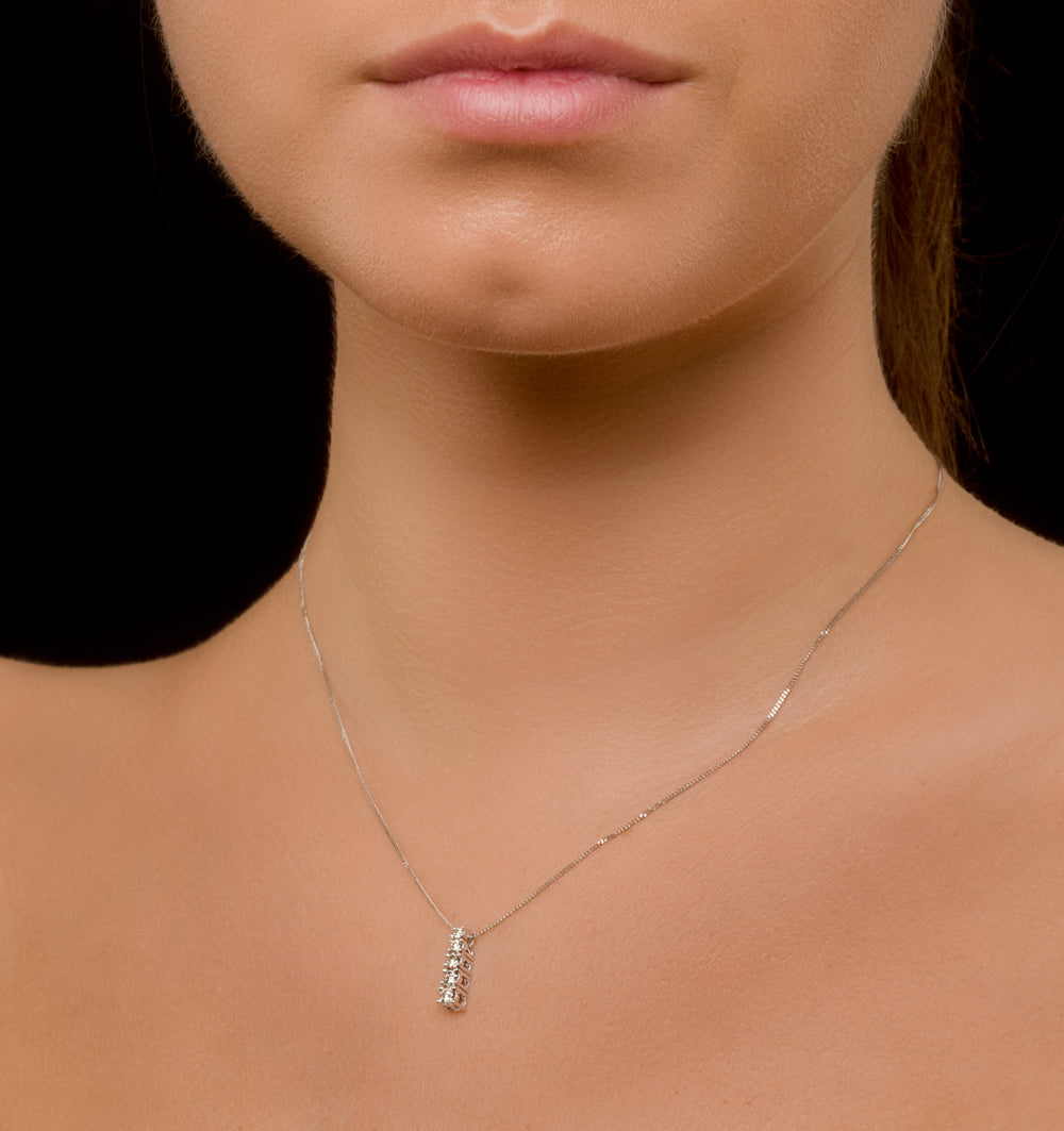 5 Stone Drop 0.33ct Lab Diamond and 9K White Gold Pendant G4066